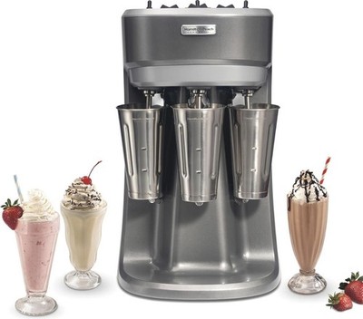 Hamilton Beach HMD400 Triple Spindle Milkshake Drink Mixer 3 Stainless Cups 900W