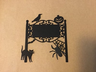 Halloween Sign Post Crow Pumpkin Cat Spider Web Die Cut Embellishments 5 sets