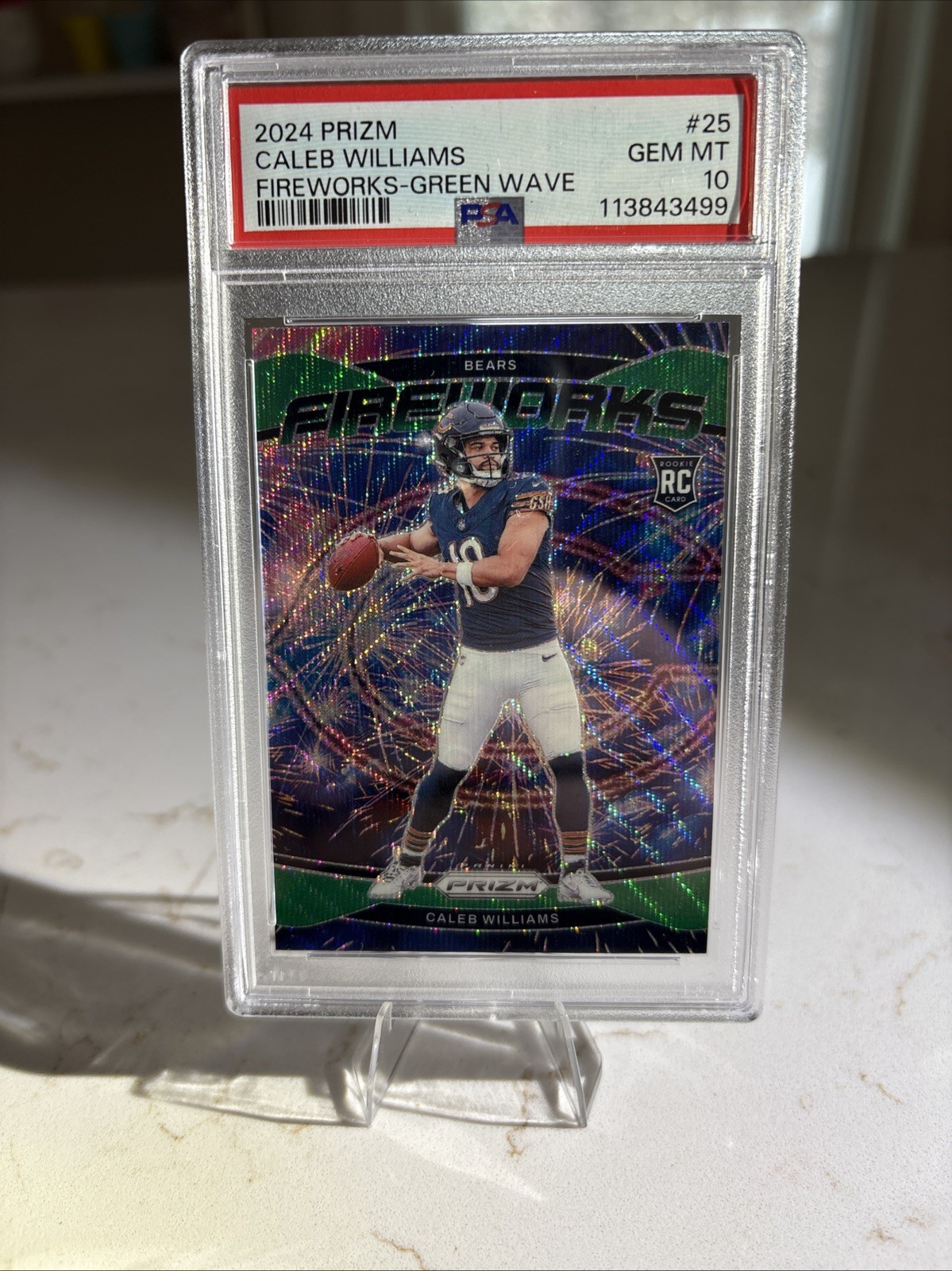 Caleb Williams Panini Prizm Fireworks #25 Green Wave