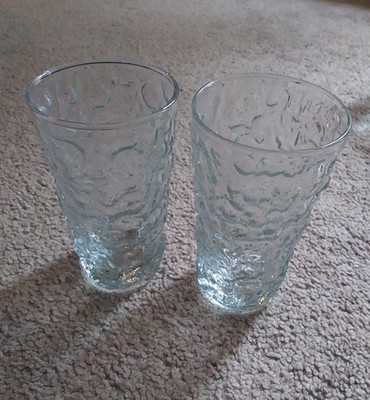 Anchor Hocking Lido Milano Crinkle Glass Tumblers Clear 12oz MCM