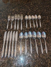 MCM Japan Stainless Silverware Lot  Single Rose Pattern 21 Pieces