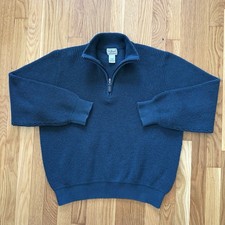 L.L. Bean Cotton Cashmere Blend 1/4 Zip Pullover Sweater Mens Large Green
