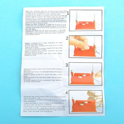 Multifunctional Needle Threader Double Hole Plastic Embroidery Tool Orange