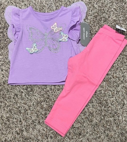 18m Baby Girl Butterfly Outfit Shirt & Leggings NEW NWT - Afbeelding 1 van 4