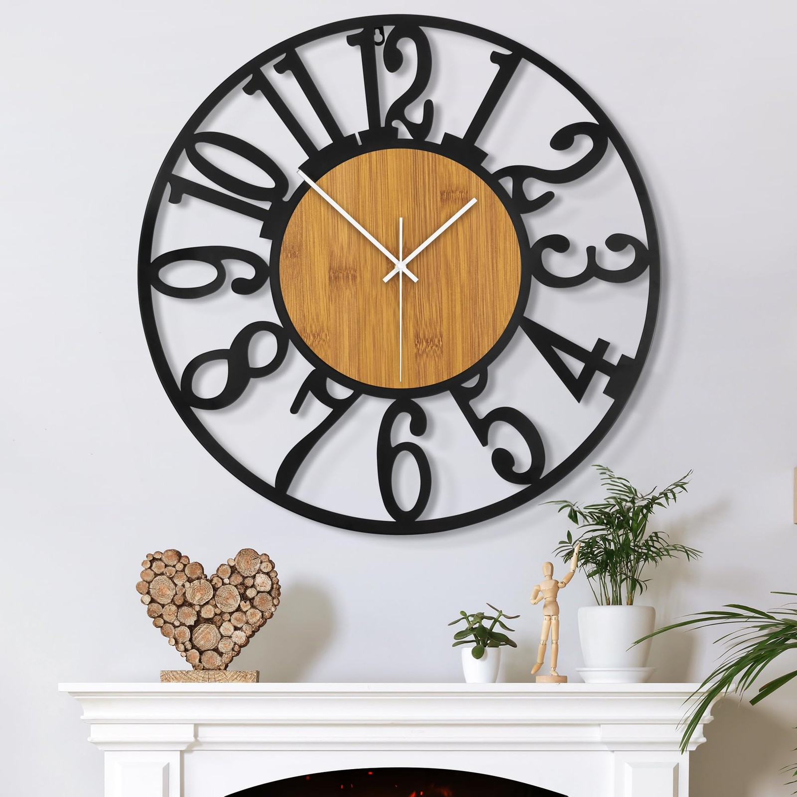 Mee 2ou Large Wall Clock for Living Room Decor, 34CM/14 Inch Non Ticking Sile...