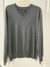 Banana Republic Silk Cotton Cashmere V-Neck Sweater Grey Men's Size L