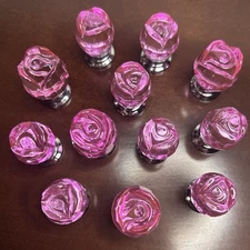Pink Rose Shaped Toilet Button Push Long Nails Prevents Damage/Breaks 12 Pcs Lot