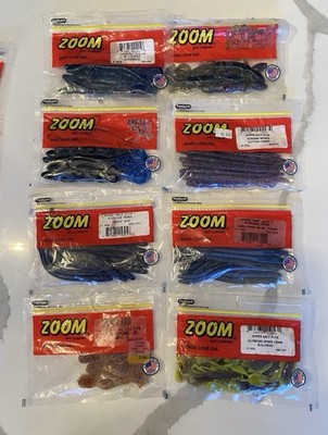 Zoom Baits Assorted Color Lot 105 Pc New Sealed Rubber Worm Bass Swimmer
