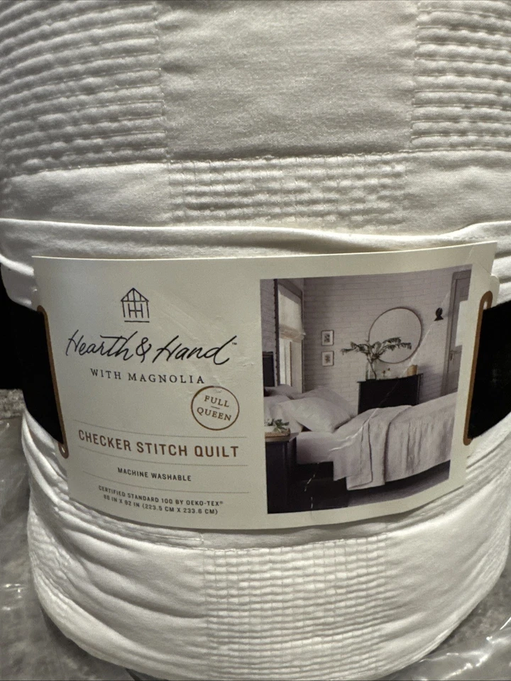 ¡NUEVO! Edredón Threshold 100 % algodón doble puntada de tela blanco roto COMPLETO/REINA Foto 2 de 4