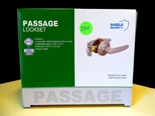 Shield Security Passage Lockset Grade 3 Straight-Lever Style Satin Nickel Finish