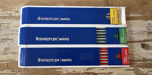 Vintage Staedtler Mars Lumochrom Technico color leads green red yellow 204-5 10
