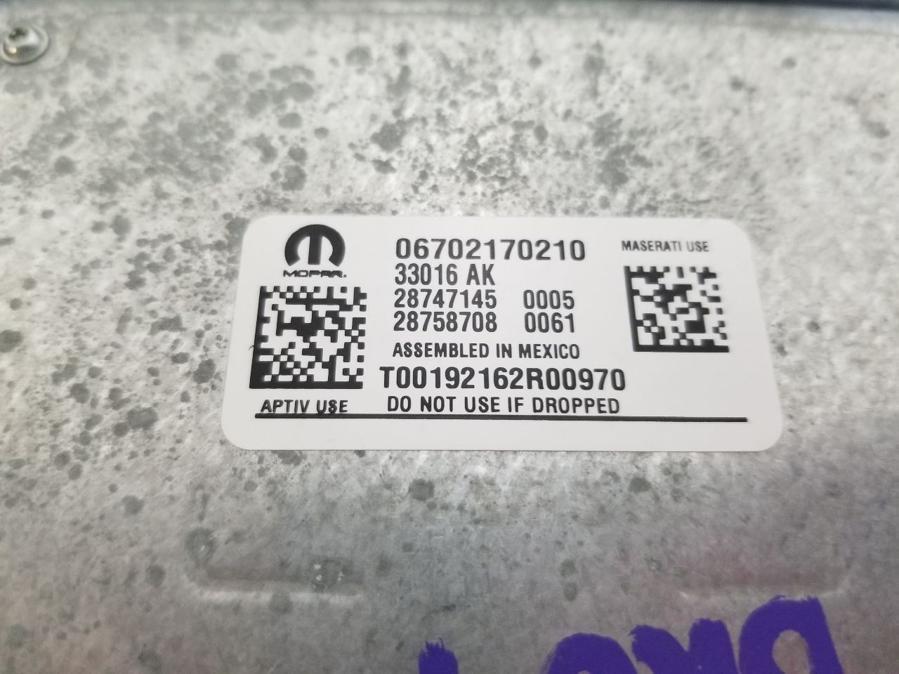 23 2023 MASERATI GRECALE ADAS CONTROL MODULE 6702170210