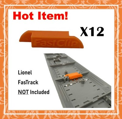 12 Pc Train Track Clips for Lionel O Gauge FasTrack ''Fast Clips'' Fast Track