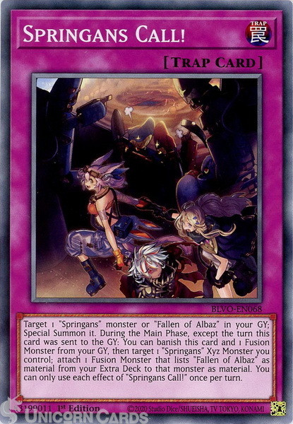 BLVO-EN068 Springans Call! Common 1st Edition Mint Yu-Gi-Oh! Card