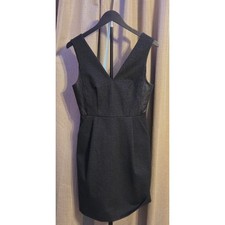 Madewell Leather Side Panels Sleeveless V-Neck Dress Women's Size 0 Black