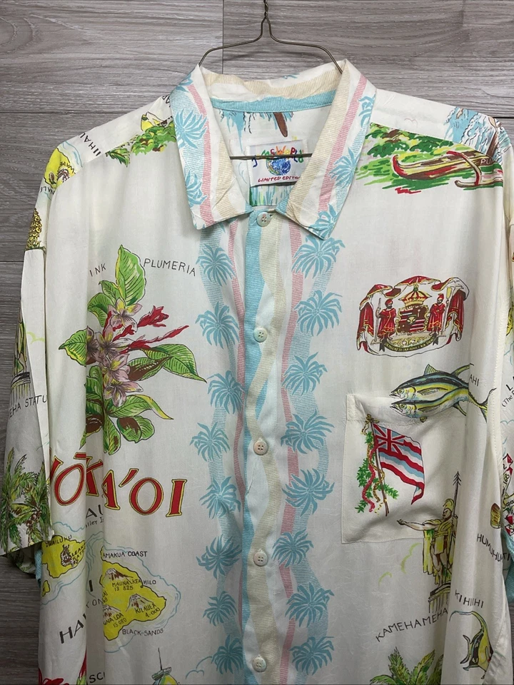 Camisa Tropical Hawaiana Estampado Floral JAMS WORLD Para Hombre Talla 2XL No Ka Oi Retro Foto 2 de 4