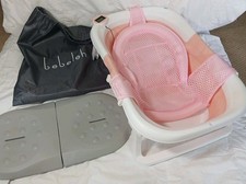 BEBELEH  Foldable Portable Pink Baby Bathtub Water Temperature Sensor Knee Pads