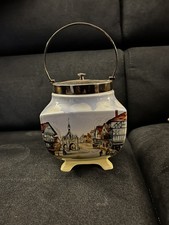 Lancaster & Sandland Ware Ye Olden Days Yeoman Silver Plate Biscuit Barrel C1955