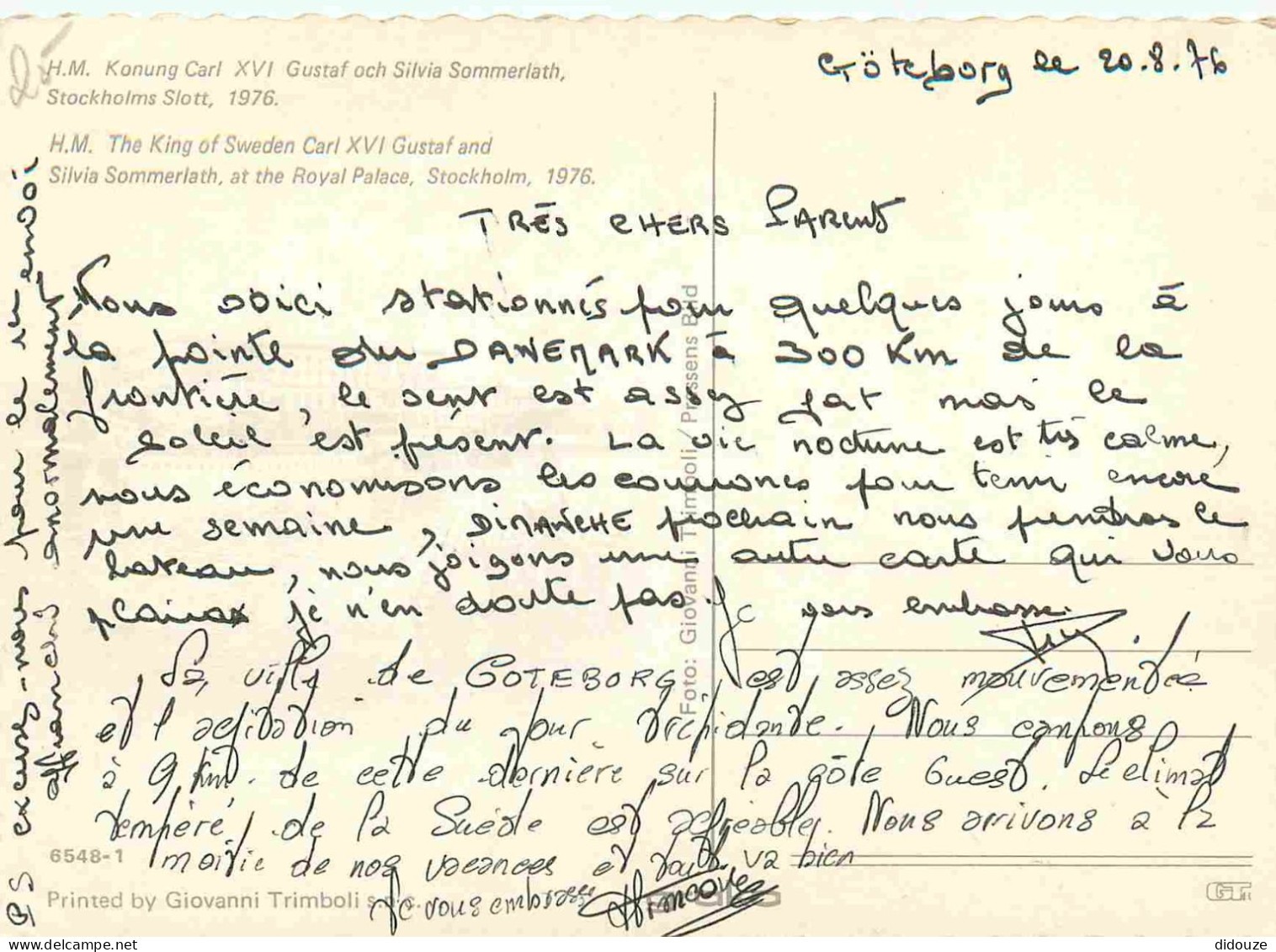 Postcard - Sweden - Sverige - Stockholm - H M Konung Carl XVI Gustaf och Sil thumbnail 2