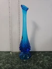 Vintage MCM Fenton Colonial Blue Hobnail 9.5" Swung Bud Vase