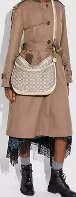 NWT Coach Stone Ivory Signature Jacquard Soft Tabby Hobo+DBag $495
