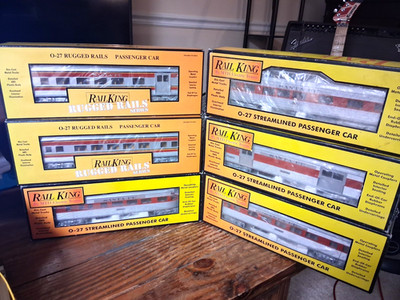 RAIL KING  MTH O Gauge Santa Fe 0-27 6-CAR Streamlined Passenger Set BOXED!