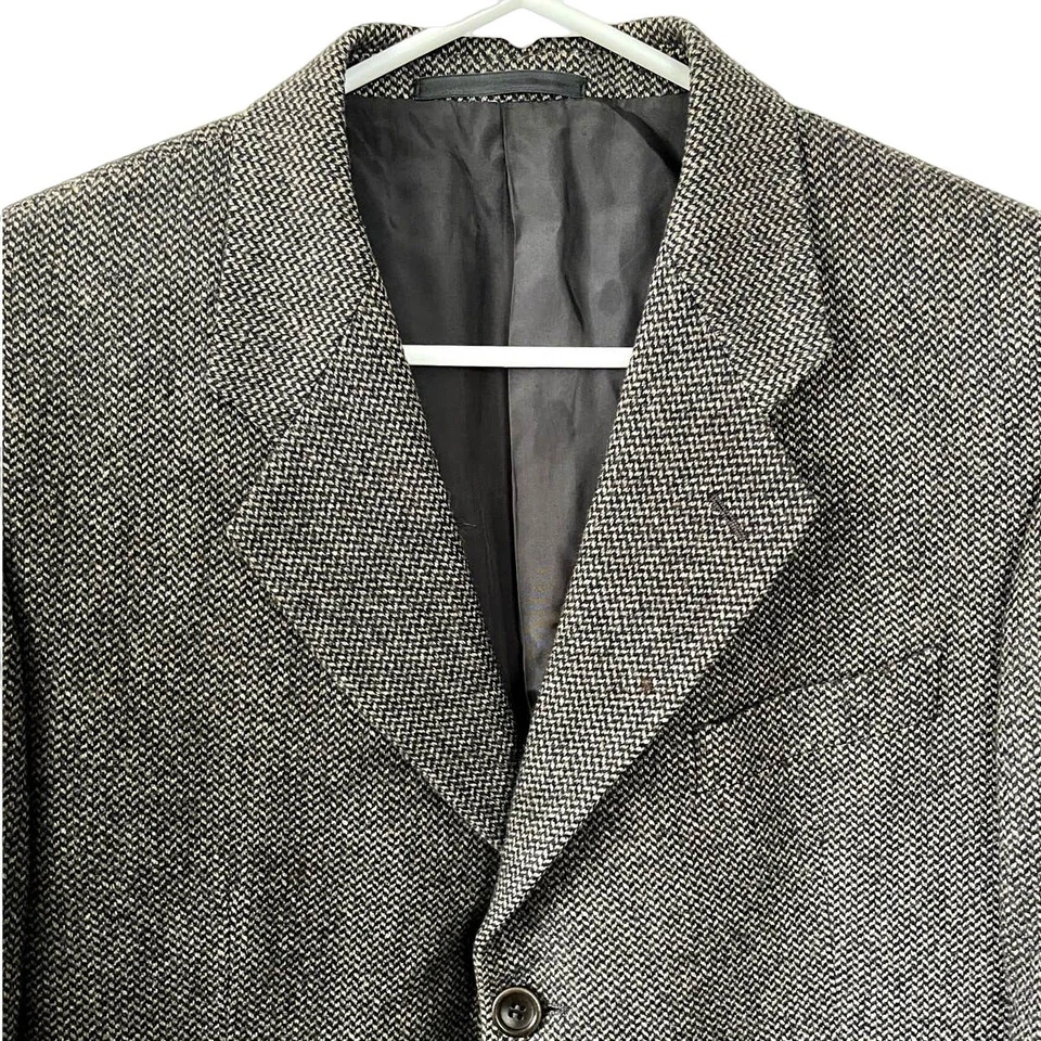 Armani Collezioni Brown Herringbone Stripe Blazer Mens Size EU 52R Wool Silk - Image 4 of 4