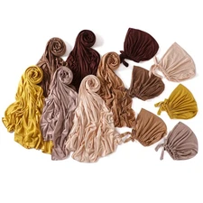 2pcs Muslim Women Hijab Long Scarf Turban Inner Cap Head Cover Islamic Shawls