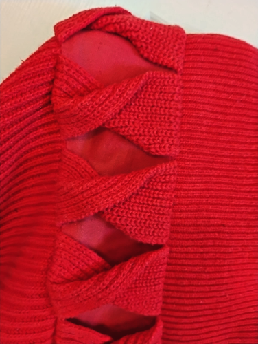 Vintage Spree Intl Womens LG 80s Red Sweater Dolman Loose Quirky Granny Skater - Picture 3 of 24