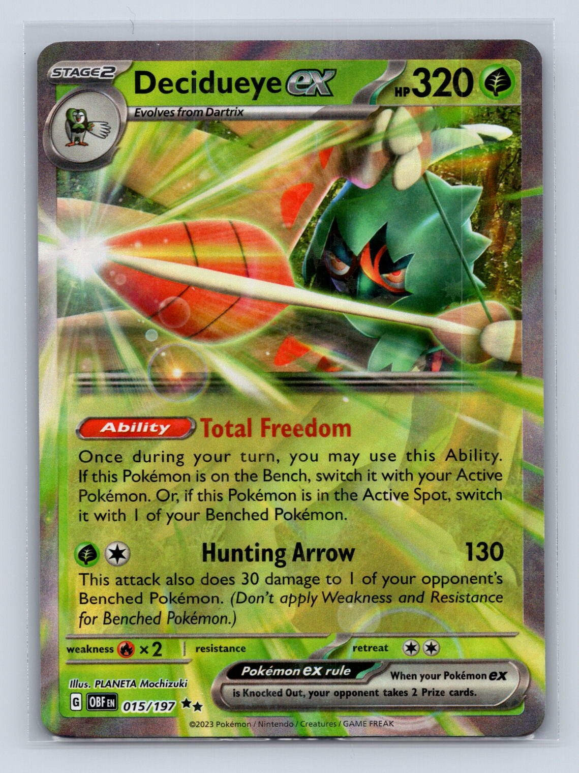 Decidueye ex 015/197 Holo SV03: Obsidian Flames NM Pokemon TCG Card