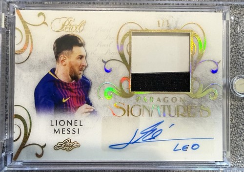 2018-19 Lionel Messi Game Used Patch Auto 1/1 Leaf Pearl Paragon Signatures