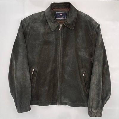 Vintage Y2K Newport Harbor Forest Green Genuine Suede Leather Size Men s Large