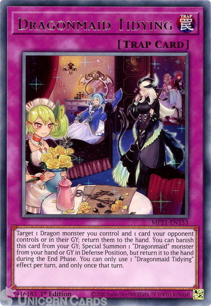 MP21-EN153 Dragonmaid Tidying Rare 1st Edition Mint YuGiOh Card