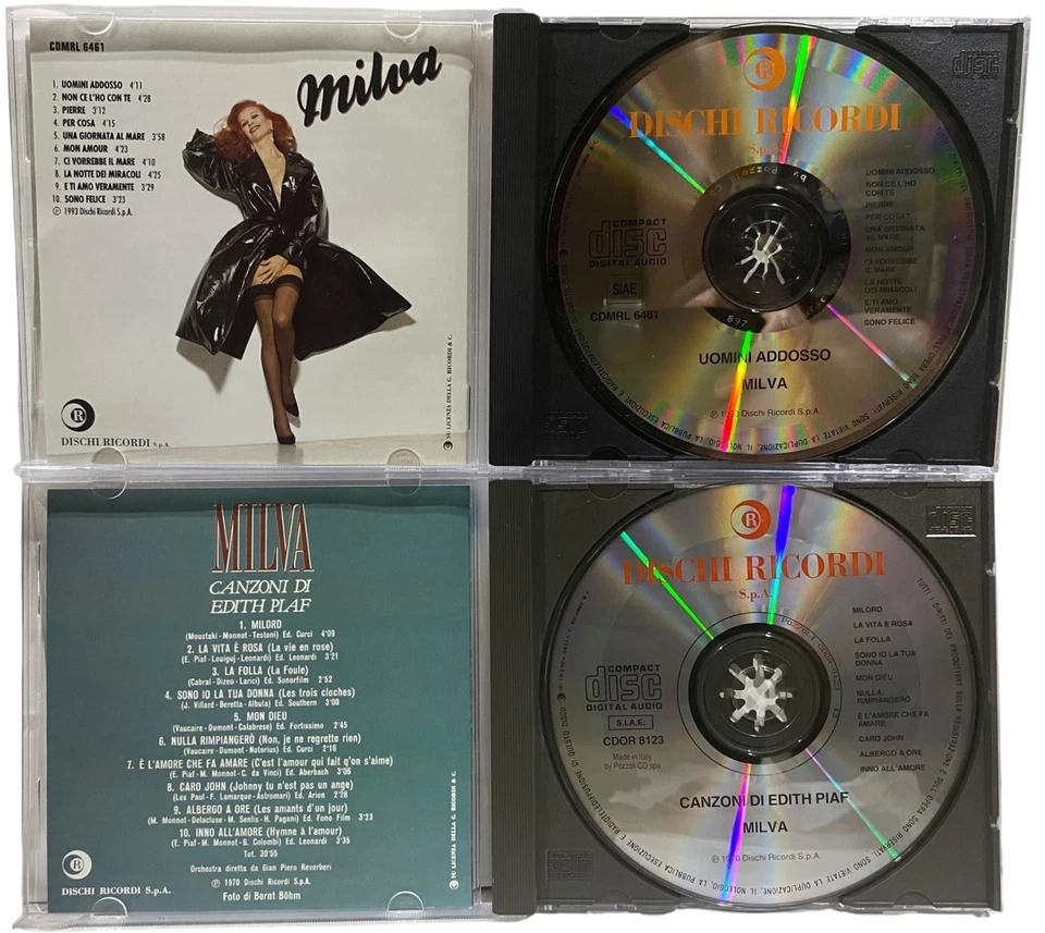 Milva ‎2 CD Lot: Uomini Addosso & Canzoni Di Edith Piaf Rare OOP Imports Foto 2 de 3