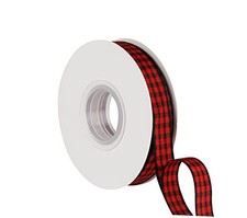 5/8 Inch Wide Black and Red Gingham Ribbon Plaid Ribbon, Great Black and red