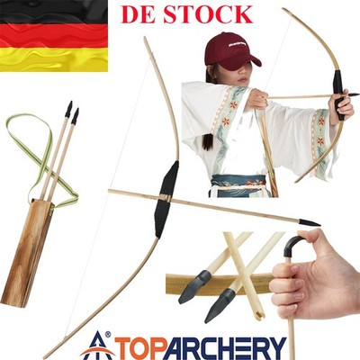 70cm Bogenschießen Handgefertigter Bogen&Pfeile Kinder Freien Jagen Spielzeugset