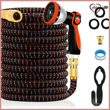 Yofidra Gartenschlauch 30m Flexibel mit 10 D&uuml;se, Schwarz-Orange, 6 Bar Druck