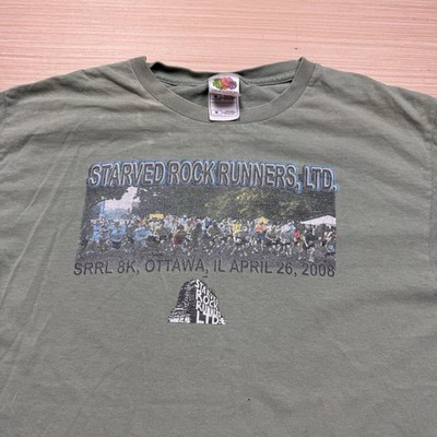 Vintage Y2K Fruit Of The Loom Starved Rock Runners Ltd Marathon T Shirt Medium