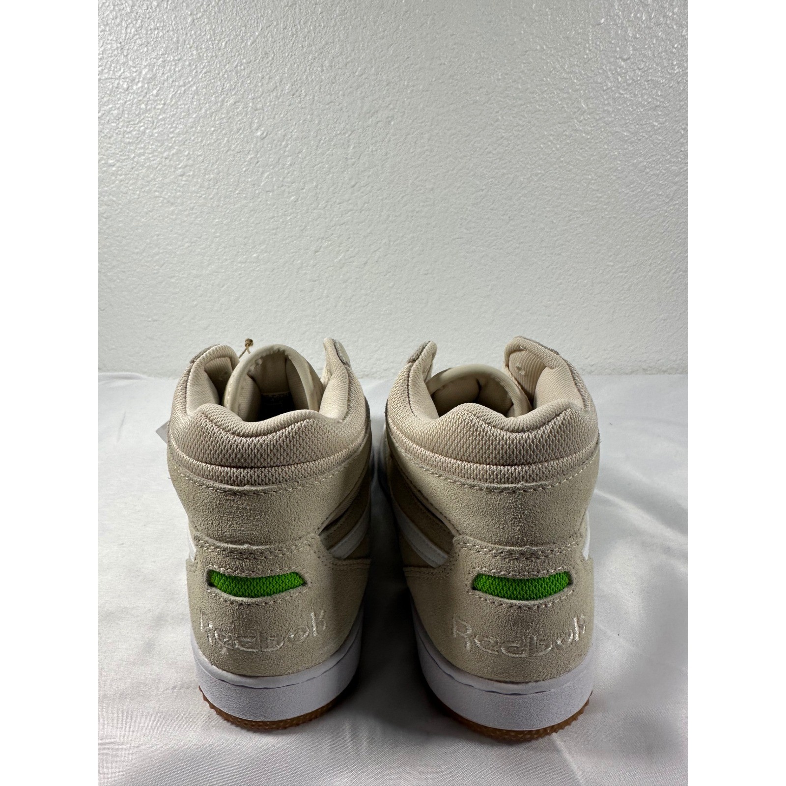 Reebok BB 4000 II Mid Stucco White Lime Green Suede Sneakers 100032750 Mens 7.5 thumbnail 3