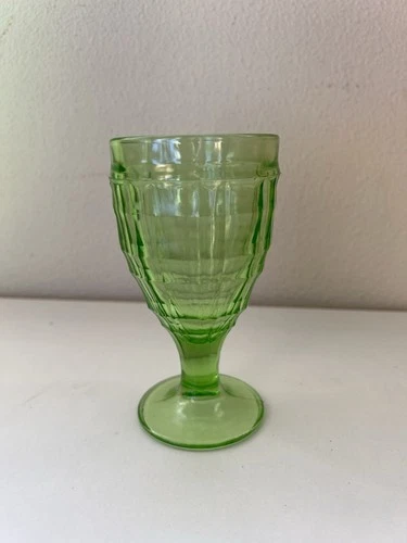 Vintage Depression Glass Goblet by Hazel Atlas in Colonial Block Pattern