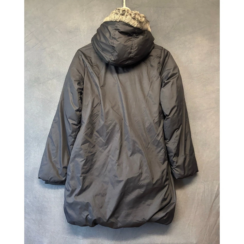 Parka Antigua Azul Marino Imitación Piel Borde Capucha Línea Polar Cremallera Completa Palanca Botón Preppy Natación Foto 2 de 4