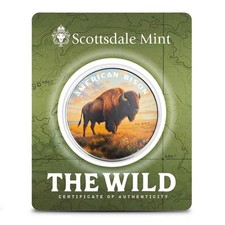 1 oz Scottsdale Colorized Silver The Wild American Bison Round (Certi-Lock) 92.57 per troy oz