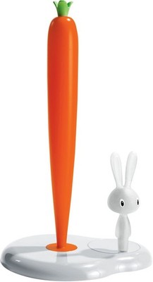 ASG42/H W ''Bunny & Carrot'' Kitchen Roll Hold, White
