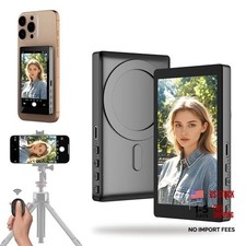 Selfie Monitor Screen for iPhone Android, 2000mAh Back Camera Vlog Black