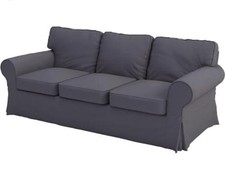 Funda Sofá 3 Plazas Algodón Pesado Ektorp Repuesto Compatible con IKEA Gris Oscuro