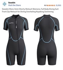 SeaSkin Shorty Front Zip Wetsuit for Diving Snorkeling Surfing Swimming Size S