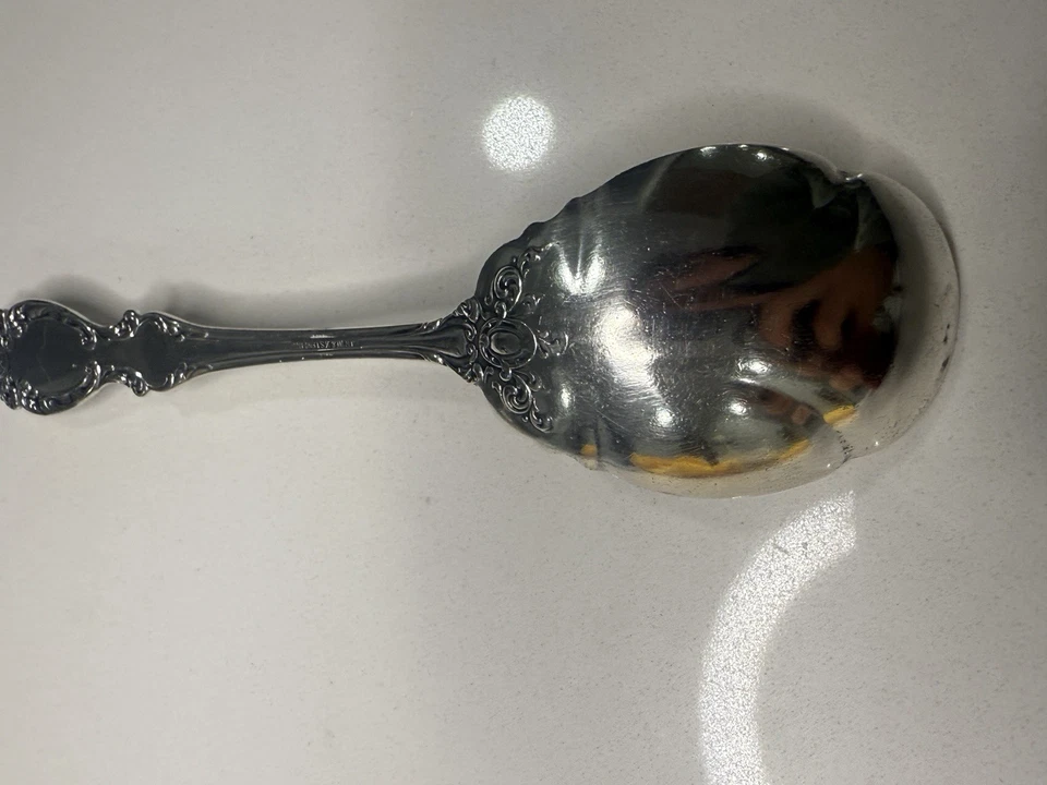 "Cuchara de bayas rococó esterlinas R. Wallace & Sons RW&S 35,4 g 6"" antigua" Foto 3 de 4