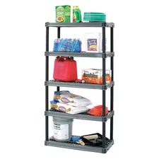 Freestanding Plastic Shelving, Open Style, 18 in D, 36 in W, 74 in H, 5 Shelves,