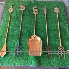 5 Various Vintage Antique Style Long Handled  Brass Toasting Forks ECT.