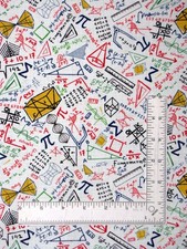 Math Equation Fabric By The Yard School White Cotton Timeless Treasures C8230